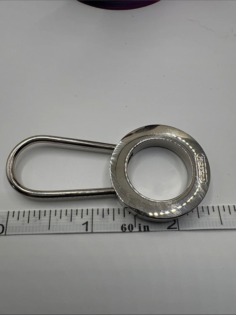 Coach Red Enamel Circle Keyring with Silver-Tone Hardware